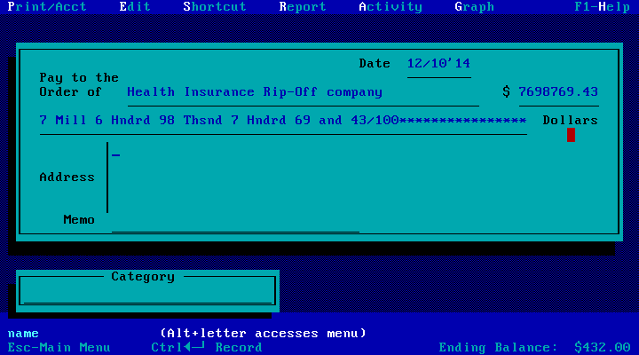Quicken 8.0 for DOS - Checks